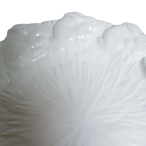 White and Pink Serving Platter Plate 10" Decorative Bunny Rabbit Decor Rare - Picture 5 of 10